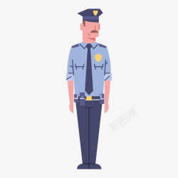 基本型男警站立的卡通男警察高清图片