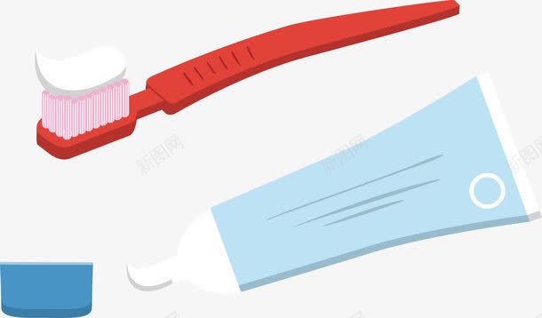 牙刷和牙膏矢量图ai免抠素材_新图网 https://ixintu.com 洗漱用品 清洁 红色 矢量图
