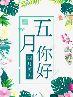 五月你好花花瓣树叶素材