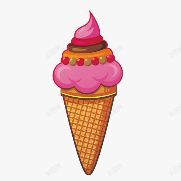 粉色手绘冰淇淋png免抠素材_新图网 https://ixintu.com 冰淇淋 冷饮 手绘冰淇淋 珍珠 粉色冰淇淋 食物