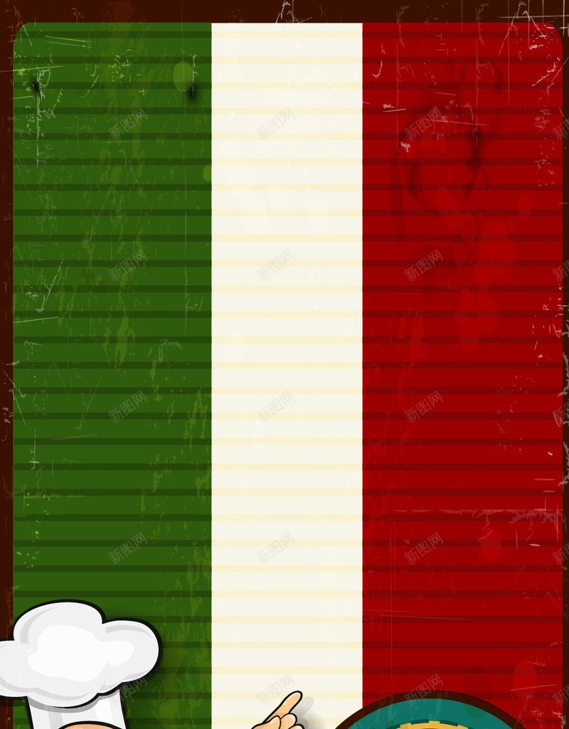 意大利国旗背景上的厨师H5背景矢量图ai设计背景_新图网 https://ixintu.com H5素材 厨师 国旗 帽子 意大利 披萨 样式 矢量 美食 矢量图
