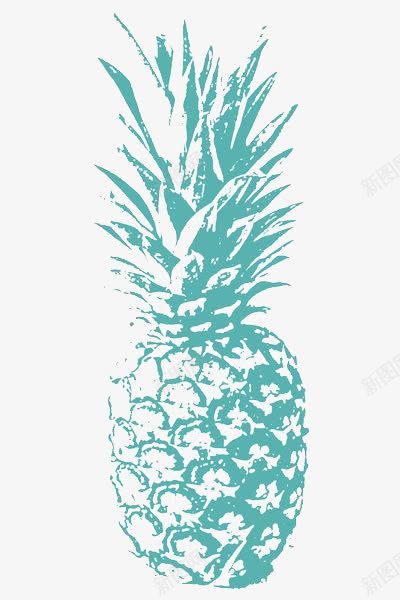 菠萝png免抠素材_新图网 https://ixintu.com 创意水果 手绘菠萝 简约水果 蓝色菠萝