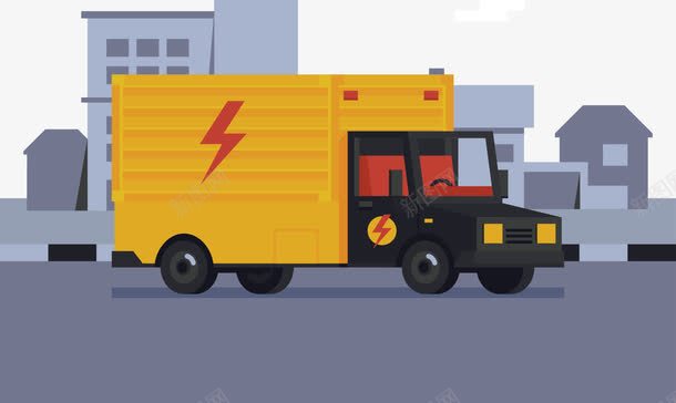 电力部门的卡车插图png免抠素材_新图网 https://ixintu.com 卡车 电力部门的卡车