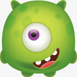 一只眼怪物绿色卡通一只眼怪物矢量图高清图片