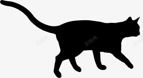 黑色剪影猫png免抠素材_新图网 https://ixintu.com 剪影 动物 猫 黑色