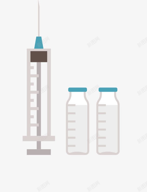 医学用具png免抠素材_新图网 https://ixintu.com 医学用具 卡通 手绘 收容瓶 水彩画 装饰图案 针筒