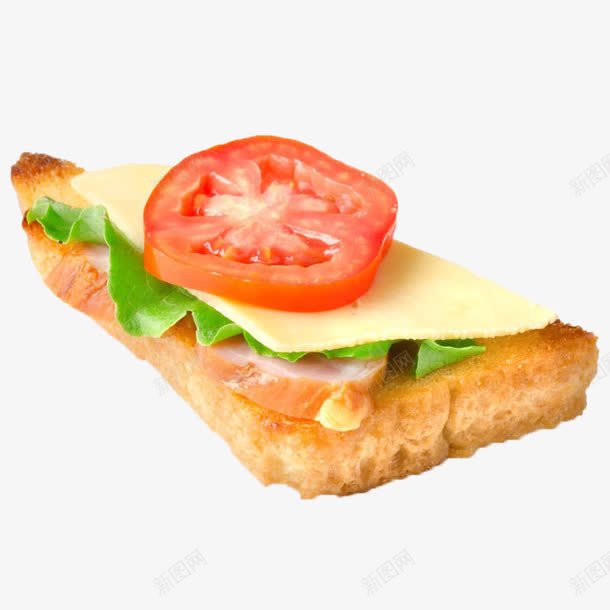 面包片上的早餐png免抠素材_新图网 https://ixintu.com 早餐 点心 生菜 番茄片 肉片 芝士片