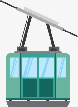 手绘磨砂金属观光缆车矢量图素材