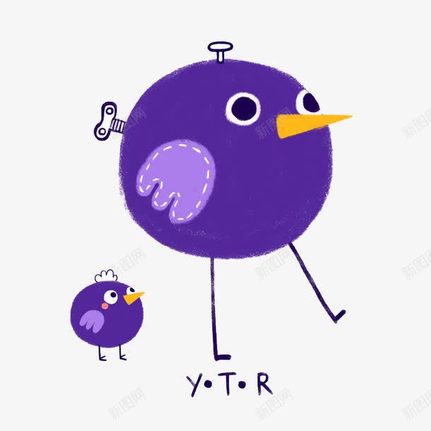 创意紫色机器小鸡png免抠素材_新图网 https://ixintu.com 创意手工 创意设计 卡通设计 可爱玩偶
