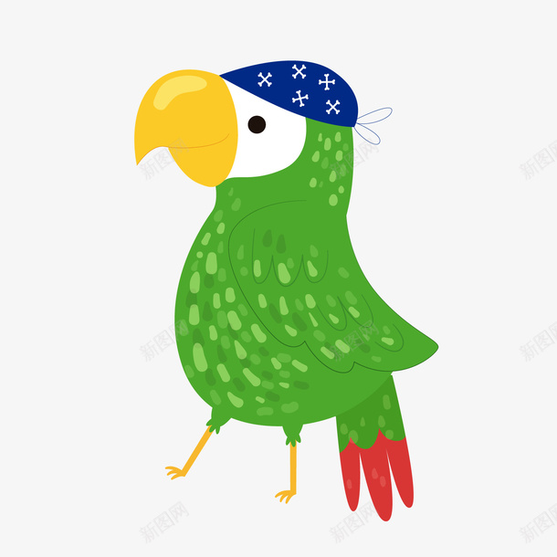 绿色卡通鹦鹉png免抠素材_新图网 https://ixintu.com 卡通动物 卡通小鸟 绿色 背景装饰 鹦鹉