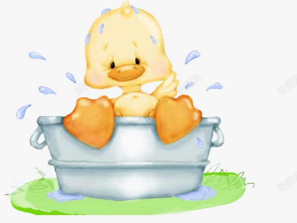 洗澡的小鸭子png免抠素材_新图网 https://ixintu.com 创意 卡通 小鸭子 手绘