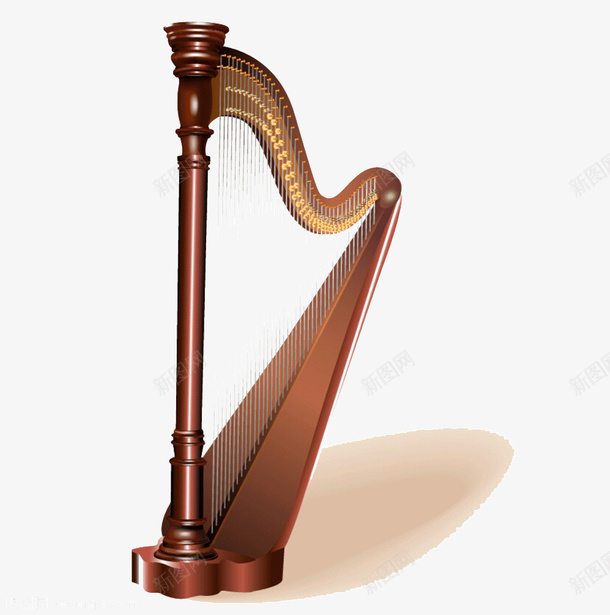 乐器竖琴png免抠素材_新图网 https://ixintu.com 乐器 棕色 竖琴 西方