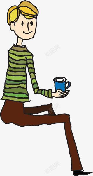 坐着喝水的男生png免抠素材_新图网 https://ixintu.com 休息 侧坐 卡通手绘 喝水 坐 坐着 累了 调整