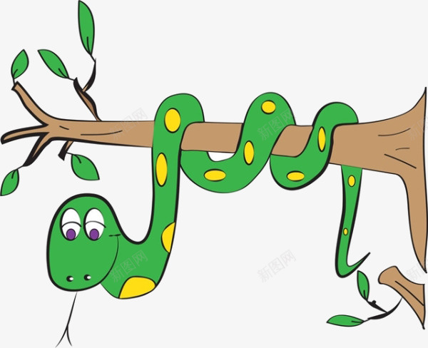 卡通树上的蛇png免抠素材_新图网 https://ixintu.com 免扣树叶 卡通 树上的 蛇