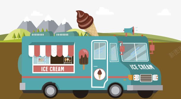 元素冰淇淋车png免抠素材_新图网 https://ixintu.com 冰淇淋车 巴士 矢量元素