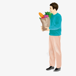 抱着蔬菜的男人矢量图素材