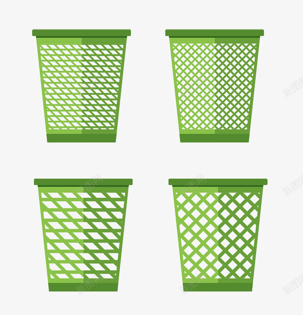 四个绿色垃圾桶矢量图ai免抠素材_新图网 https://ixintu.com 垃圾桶 垃圾桶PNG 矢量垃圾桶 绿色 绿色垃圾桶 矢量图