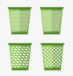 四个绿色垃圾桶矢量图素材