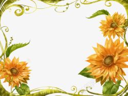 手绘向日葵边框背景素材