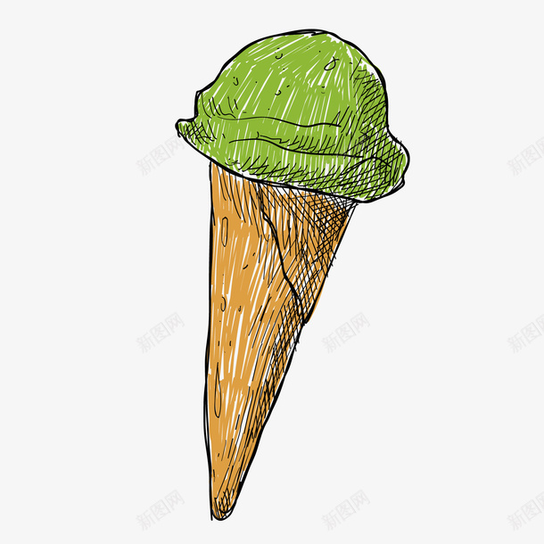 卡通手绘绿色的冰淇淋矢量图ai免抠素材_新图网 https://ixintu.com 517吃货节 冰淇淋 卡通 手绘 绿色 食物设计 矢量图