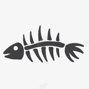 黑色手绘的鱼刺图标图标