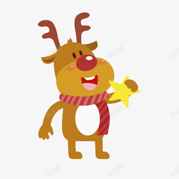 卡通小鹿圣诞节装饰图png免抠素材_新图网 https://ixintu.com 卡通 可爱的 呆萌的 围巾 圣诞节 小鹿 高兴地