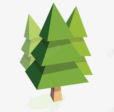 立体创意绿色树图标图标