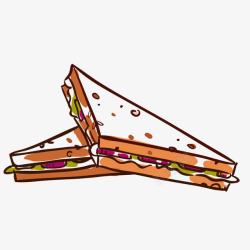 彩色手绘快餐三明治素材