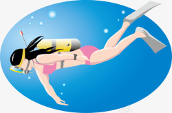 女潜水员潜水员矢量图高清图片