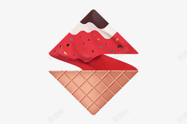 三角形甜筒png免抠素材_新图网 https://ixintu.com 三角形 冰淇淋 创意素材 甜筒 红色