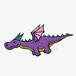 紫色卡通的恐龙怪物矢量图素材