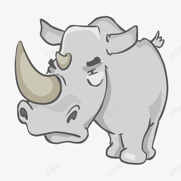 卡通犀牛png免抠素材_新图网 https://ixintu.com 动物 动物插画 卡通 卡通动物 可爱动物 小动物 犀牛 犀牛正面