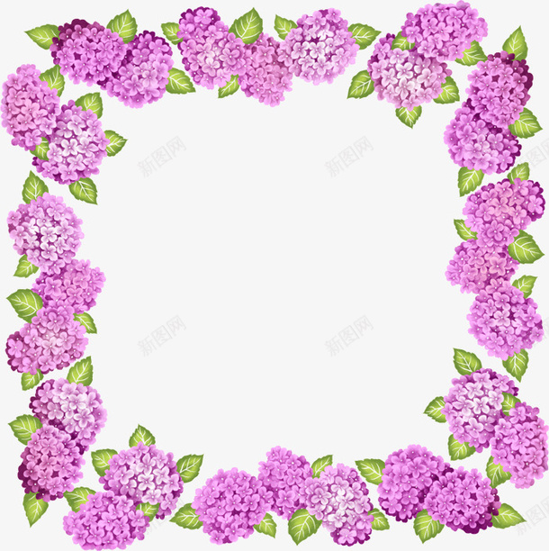 紫色花框png免抠素材_新图网 https://ixintu.com 叶子 树叶 绿色 花朵