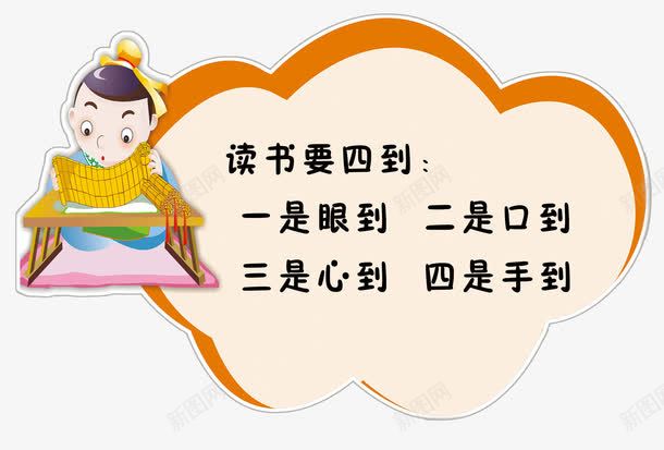 读书的要点psd免抠素材_新图网 https://ixintu.com 卡通 古人 四个要点 读书