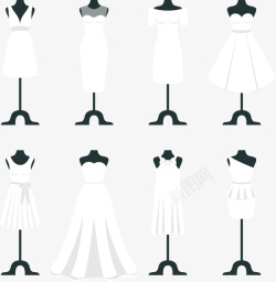 8款白色婚纱矢量图素材