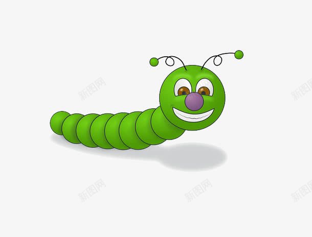 绿色的小虫子png免抠素材_新图网 https://ixintu.com 两只触角 可爱的小虫子 大大的眼睛 爱笑的小虫子