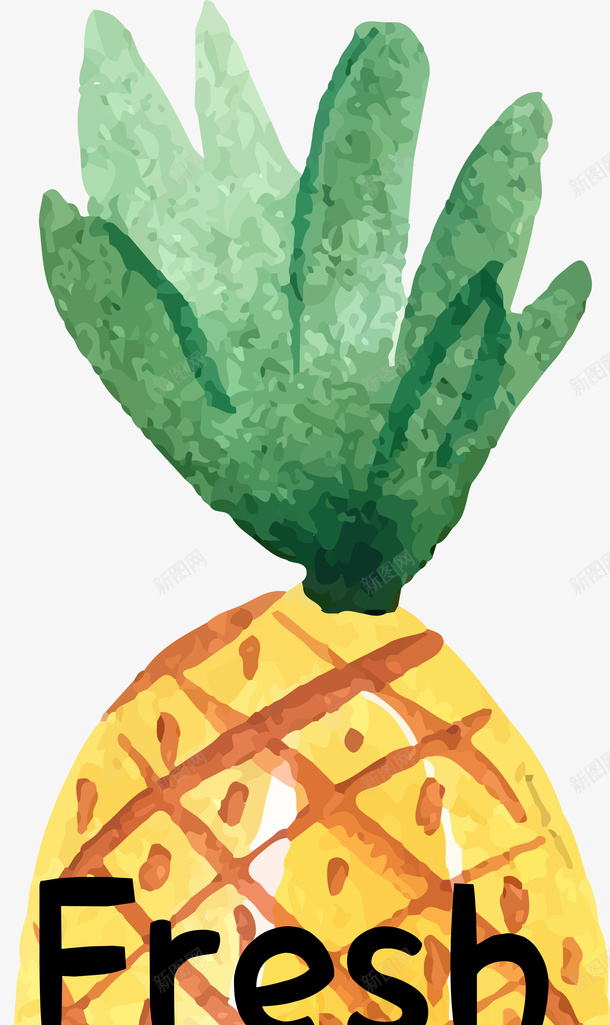 水彩菠萝矢量图ai免抠素材_新图网 https://ixintu.com 卡通手绘 小清新 水彩 菠萝 装饰图案 矢量图