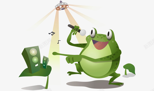 卡通可爱唱歌小青蛙矢量图ai免抠素材_新图网 https://ixintu.com 卡通的小青蛙 可爱的青蛙 唱歌的青蛙 矢量的动物 矢量图
