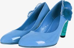 蓝色复古高跟鞋女鞋电商素材
