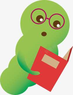 可爱书虫绿色可爱书籍书虫高清图片