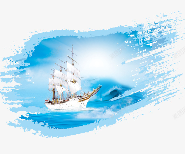 海洋里行驶的船png免抠素材_新图网 https://ixintu.com PNG素材 海洋 蓝色 轮船