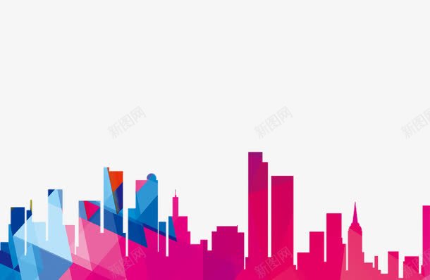 城市几何剪影png免抠素材_新图网 https://ixintu.com 几何剪影 城市剪影 海报设计元素