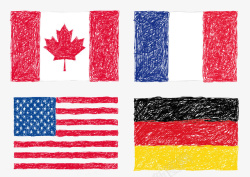 手绘加拿大等国国旗图案素材