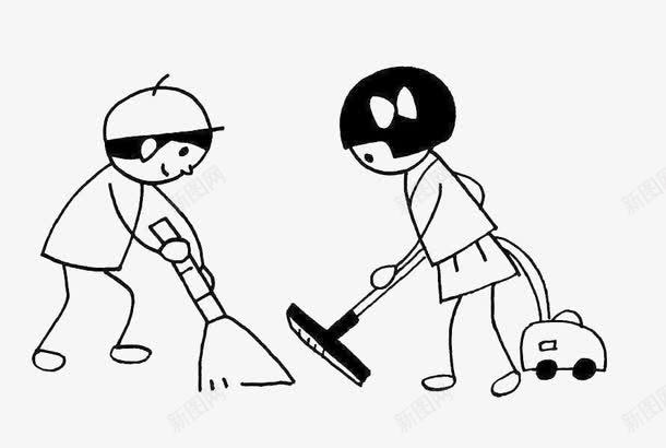 两个打扫卫生的小伙伴png免抠素材_新图网 https://ixintu.com 小伙伴 扫地 扫地简笔画 搞卫生 简笔画
