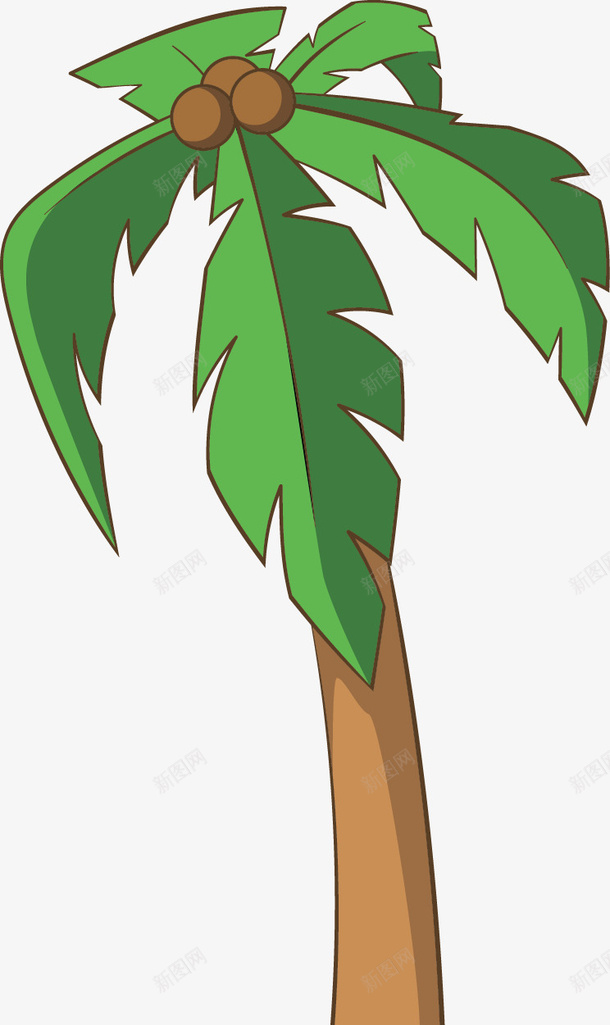 高大椰子树矢量图ai免抠素材_新图网 https://ixintu.com 创意 叶子 手绘 椰子 椰子树 绿叶 绿色 矢量图