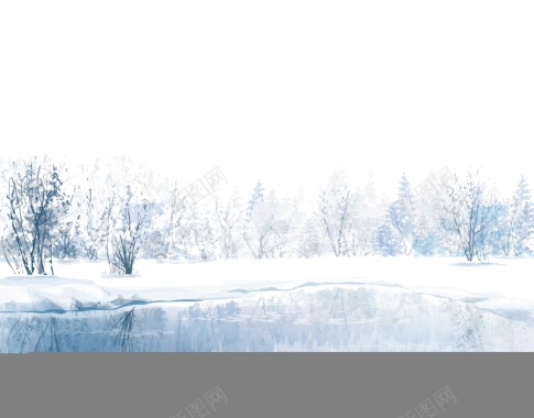 冬季河边雪景海报背景模板矢量图背景