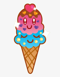 卡通冰淇淋女孩双层冰淇淋高清图片