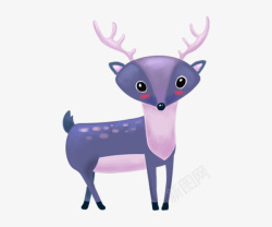 卡通手绘紫色的小鹿素材