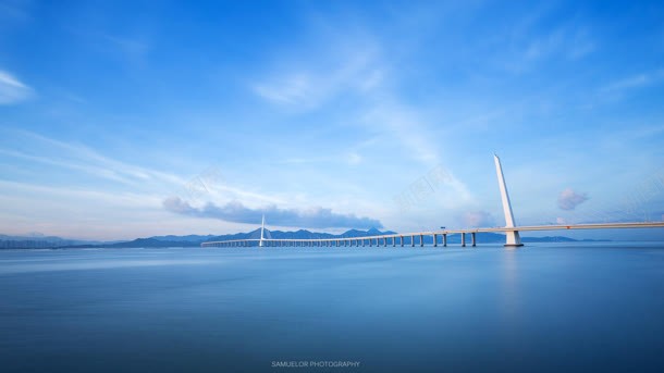 海面大桥海报背景背景