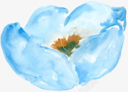 水彩蓝色花朵素材